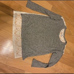 Kensie-Grey sweater w/ an all lace back